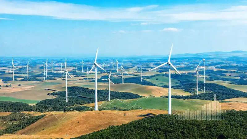 Turbinas eólicas generan energía moderna y optimista