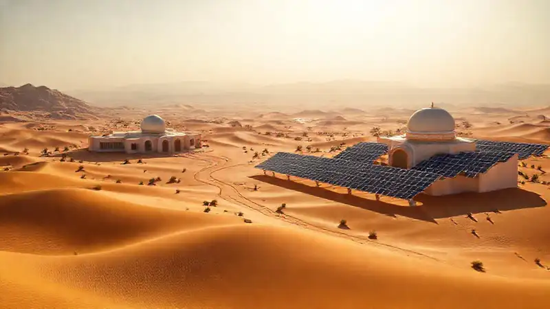 Un futuro colorido y optimista en el desierto