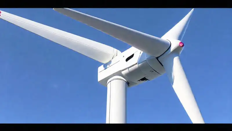 Turbina eólica futurista, diseño dinámico y vibrante
