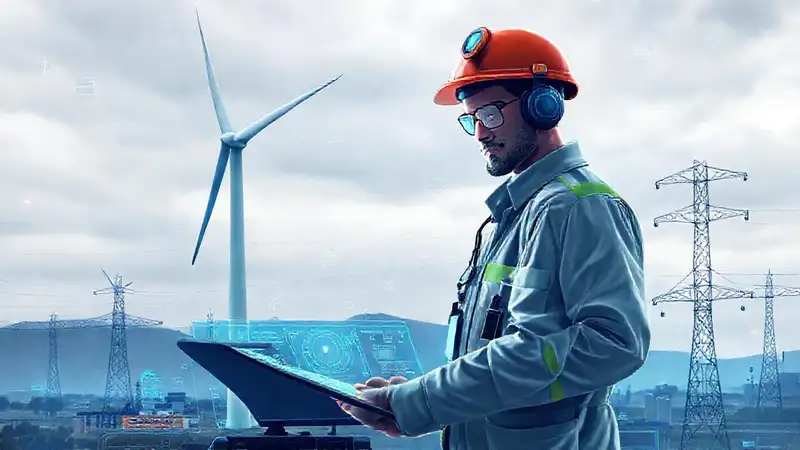 Técnico diagnostica turbinas eléctricas en el cielo