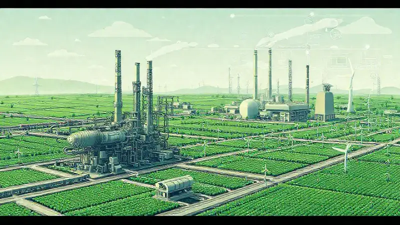 Paisaje industrial sostenible y futurista