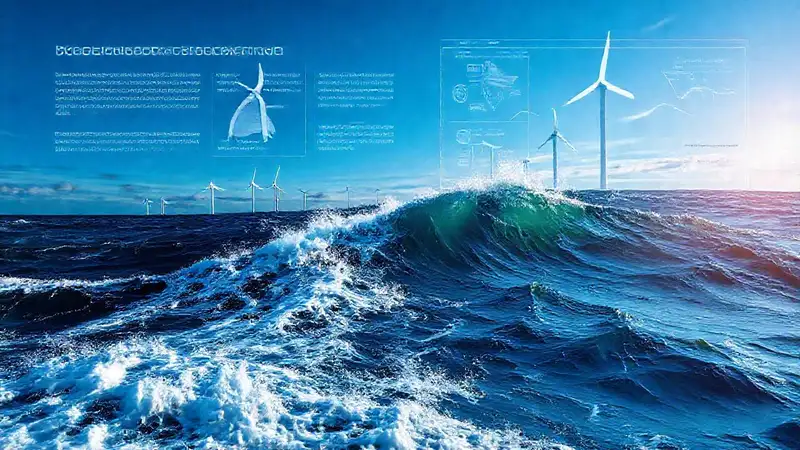 Paisaje marítimo técnico con energía renovable