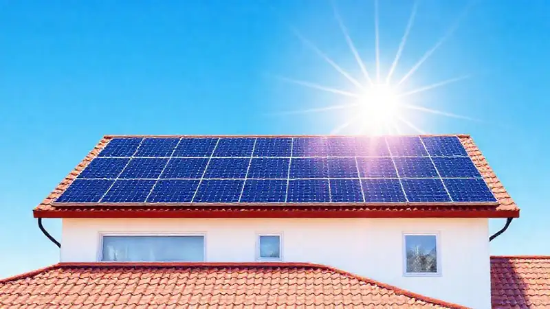 Paneles solares iluminan una casa moderna