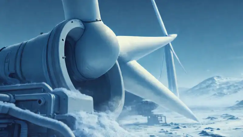 Turbinas industriales futuristas en frío extremo