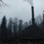 Chimenea oscura en bosque sombrío