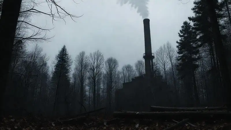 Chimenea oscura en bosque sombrío