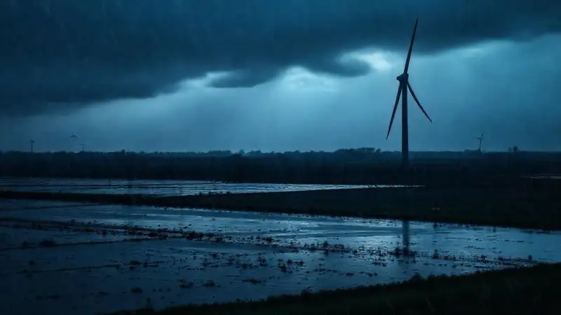 Tormenta devastadora y turbinas rotas
