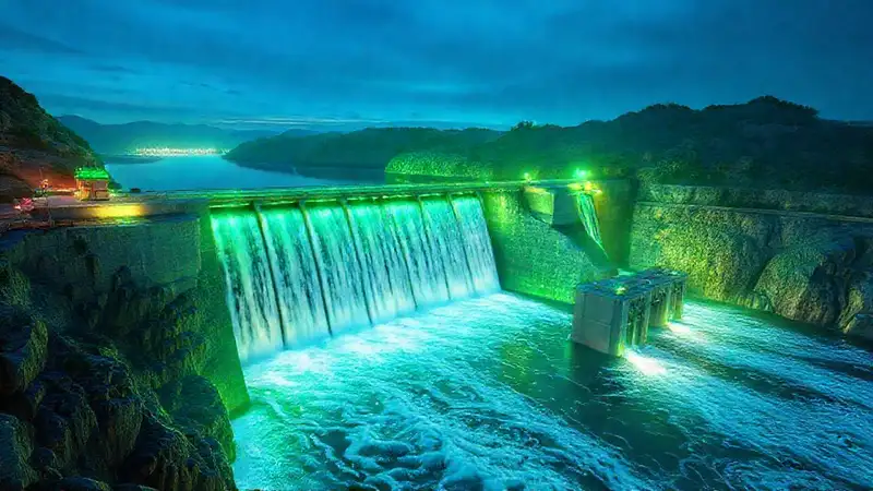Presa hidroeléctrica: energía limpia y futurista