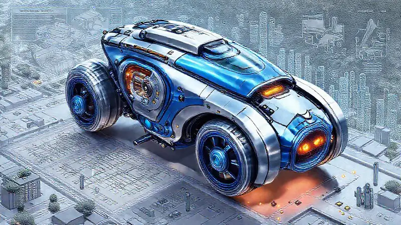 Concepto futurista urbano en azul y plata