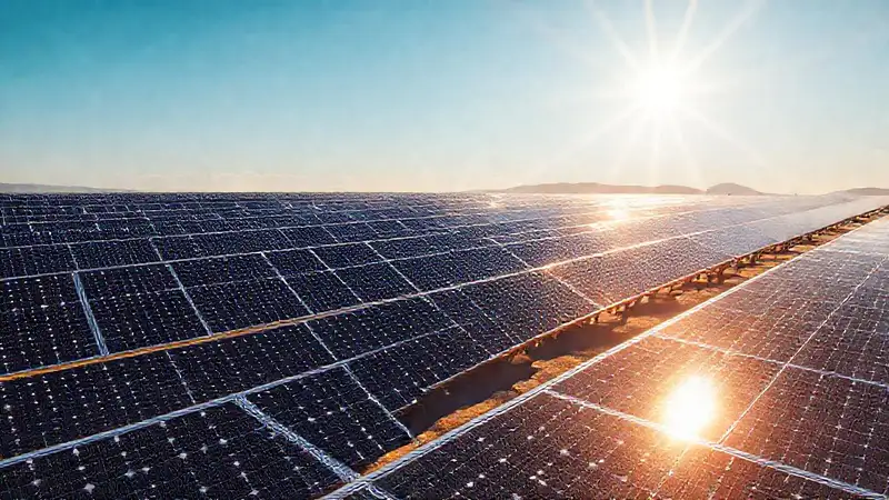 Paneles solares futuristas generan energía brillante