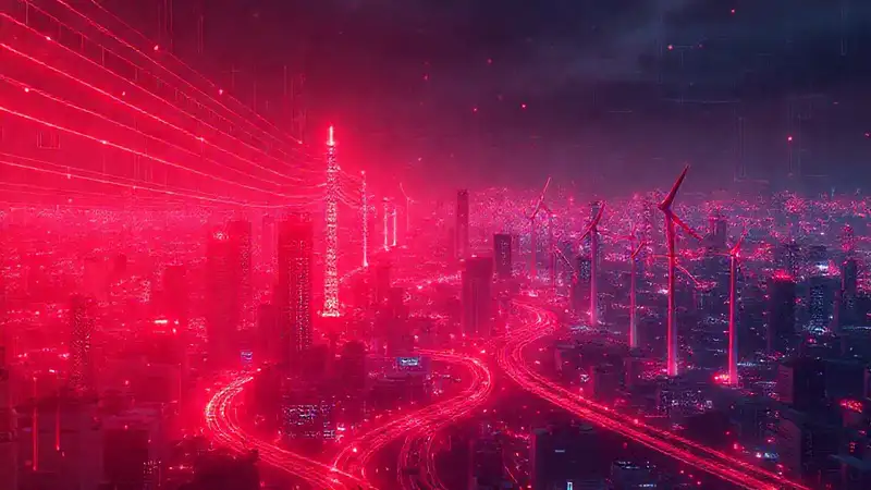 Ciudad futurista brillante y digital