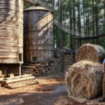 Un agricultor feliz disfruta de un paisaje rural