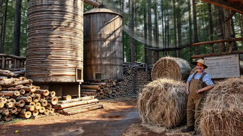 Un agricultor feliz disfruta de un paisaje rural
