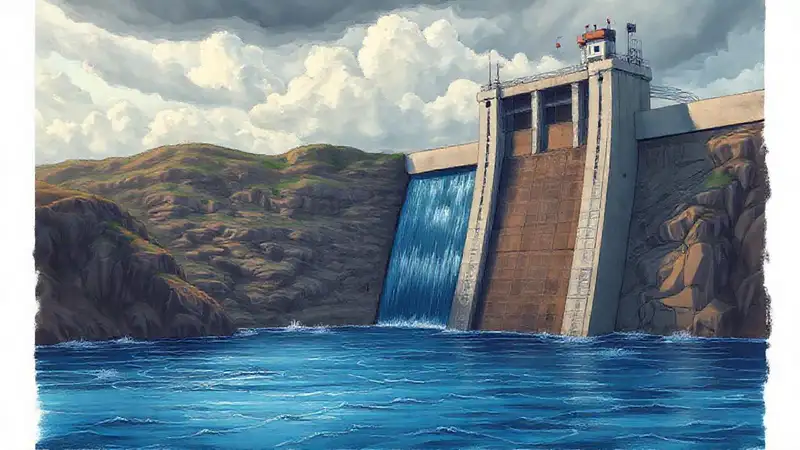 La presa Dam muestra ingeniería dramática