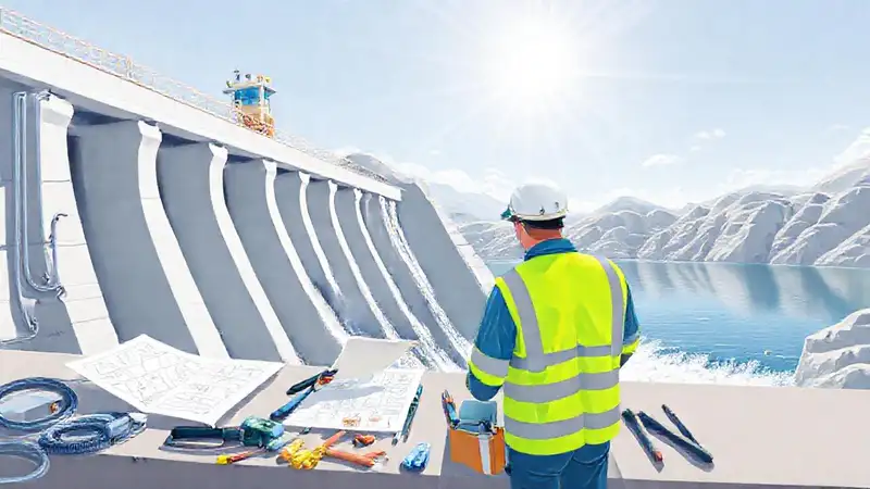 Técnico revisa presas hidroeléctricas con precisión