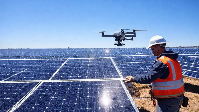 La gran solar farm se inspecciona tecnicamente