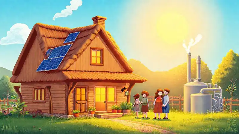 Una familia feliz disfruta de energía sostenible