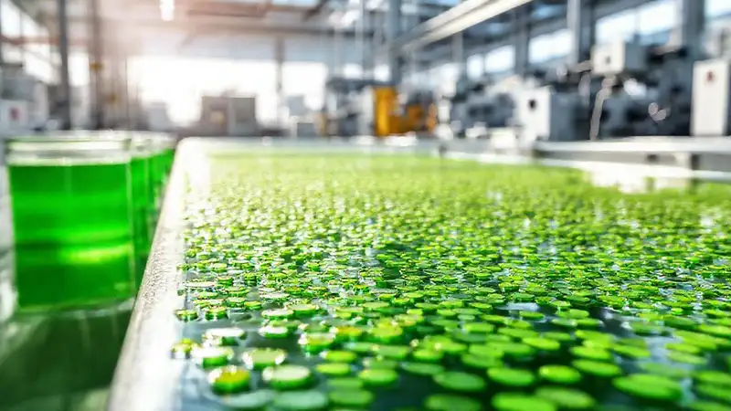 Algas verdes contaminan un entorno industrial