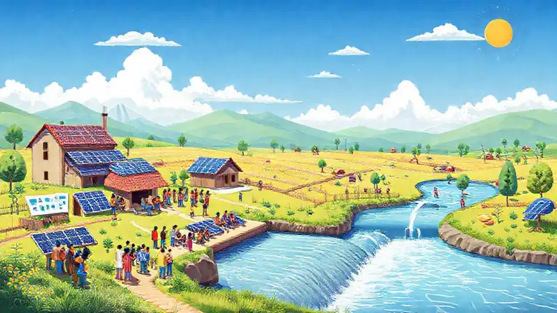 Energía sostenible ilumina un paisaje rural