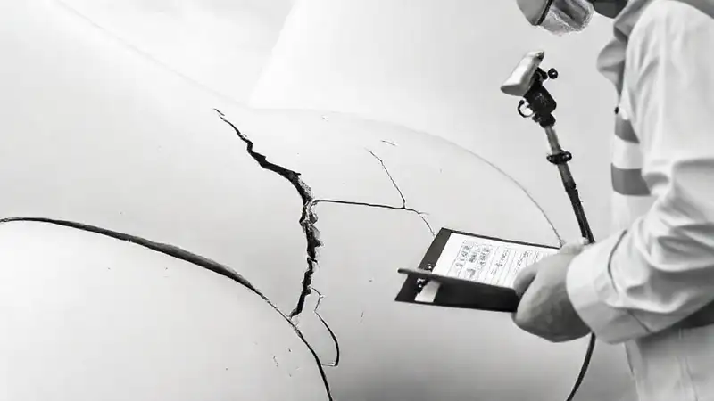 Un técnico inspecciona con precisión una turbina