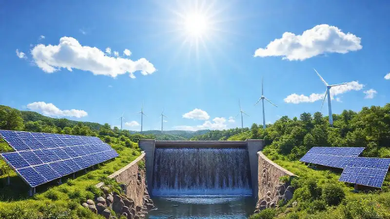 Energía limpia alimenta un paisaje moderno