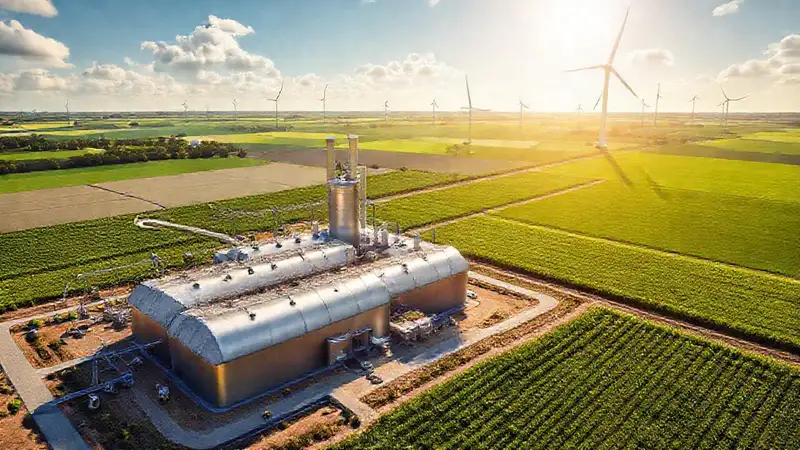 Una planta de biogás produce energía limpia