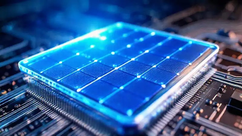 Célula solar nanotubular, energía azul vibrante