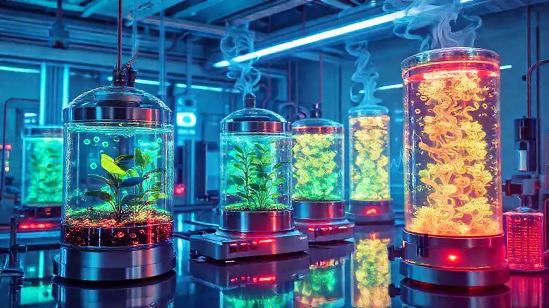 Laboratorio futurista: células vegetales y ciencia