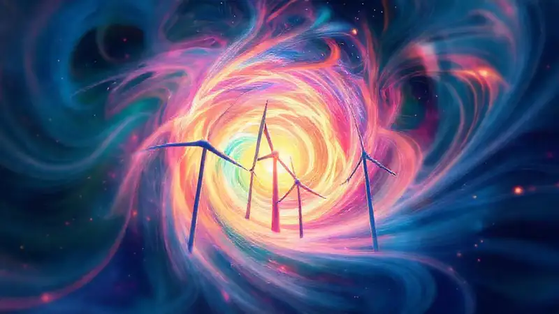 Turbinas futuristas generan energía limpia vibrante