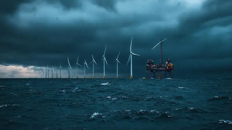 Turbinas eólicas marinas crean un paisaje dramático