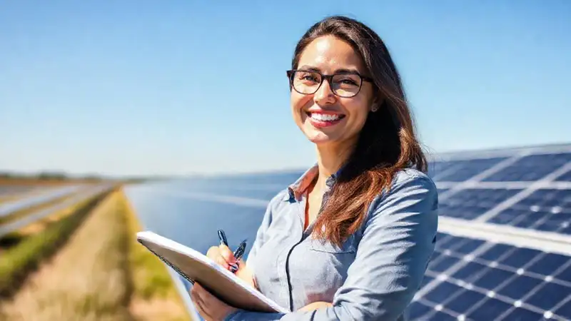 Una mujer profesional planifica con optimismo