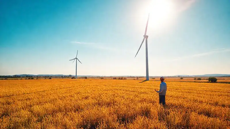 Turbinas eólicas modernas documentan un campo limpio
