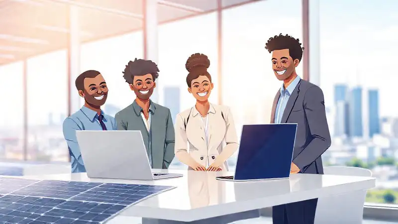 Oficina moderna, digital, energía positiva y diversa