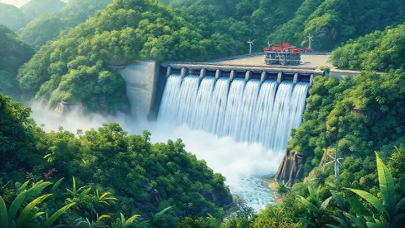 Una presa hidroeléctrica impulsa energía verde