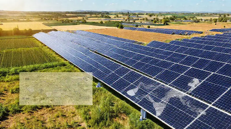 Paneles solares ilustran un paisaje rural moderno