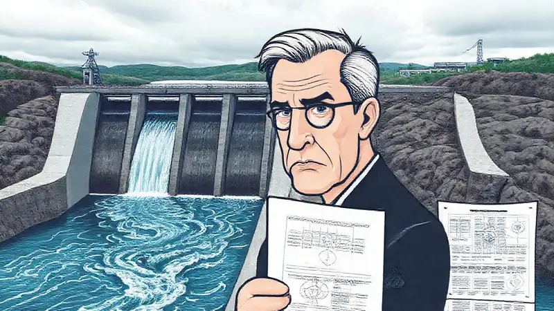 La presa hidroeléctrica regula el río