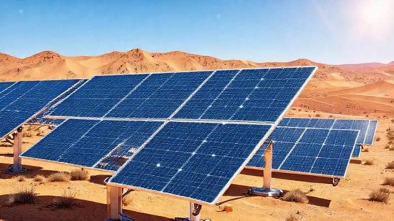 Paneles solares generan energía limpia en el desierto