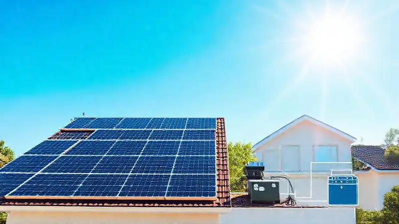 Paneles solares alimentan una casa moderna