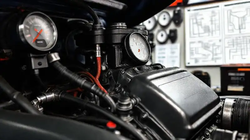 El taller muestra un motor detallado