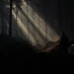 Peligro industrial en bosque oscuro