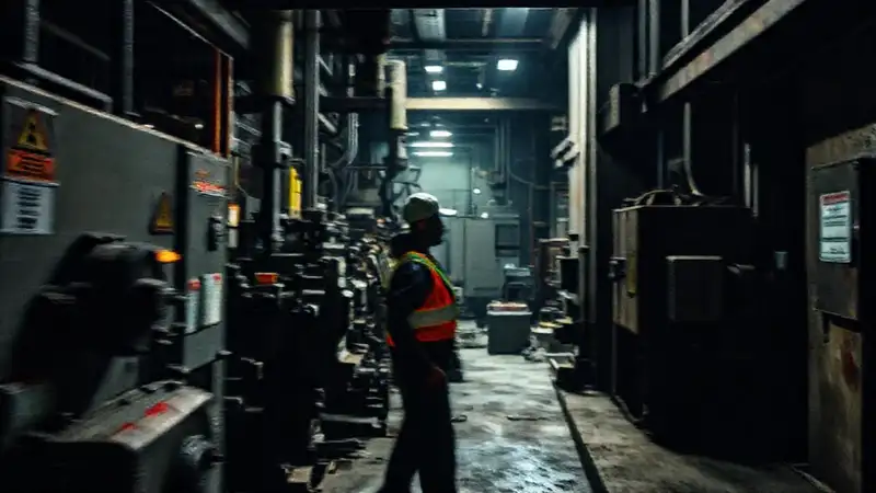Un entorno industrial peligroso y oscuro