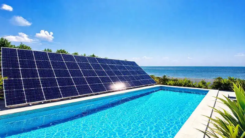 Un día soleado con piscina idílica