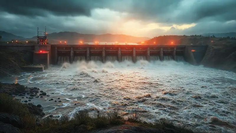 Una central hidroeléctrica inunda, genera crisis