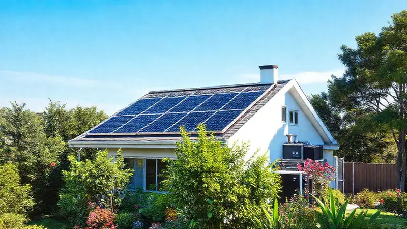 Una casa moderna sostenible con energía solar