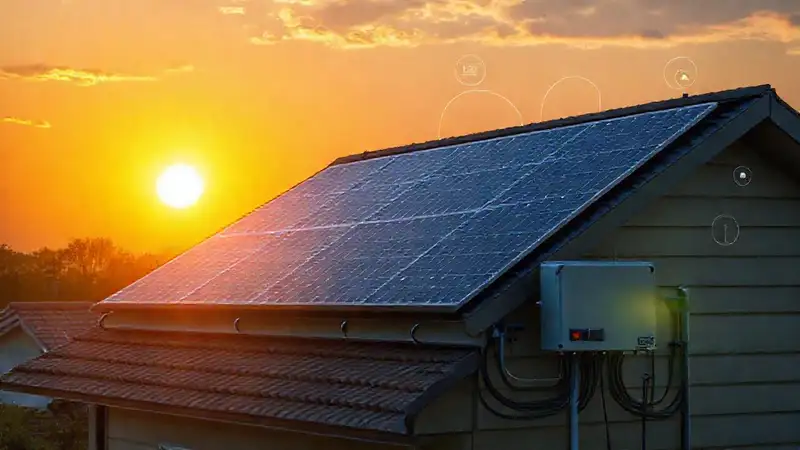 Paneles solares alimentan una casa moderna