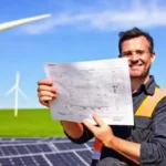 Energía limpia y un ingeniero sonríe