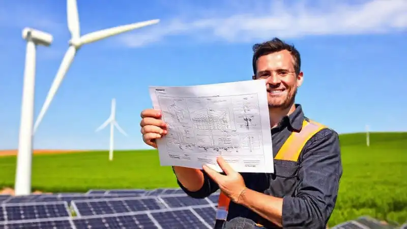Energía limpia y un ingeniero sonríe