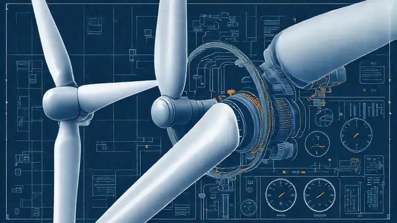 Ilustración técnica de turbina eólica