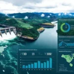 Presa hidroeléctrica: paisajes y datos visuales