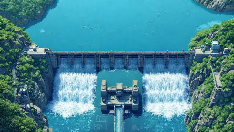 Presa hidroeléctrica moderna y limpia